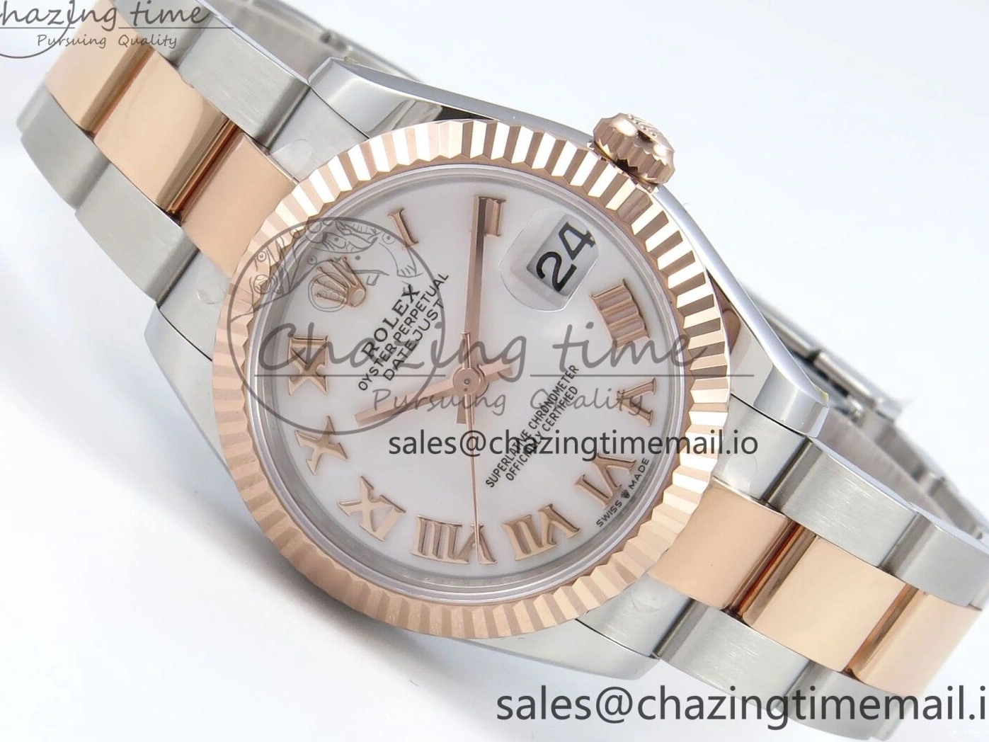 MiroTime 1230 Casual DateJust 31 278271 ARF 1:1 Best Edition 904L Steel White Roman Dial on SS RG Oyster Bracelet ETA 521